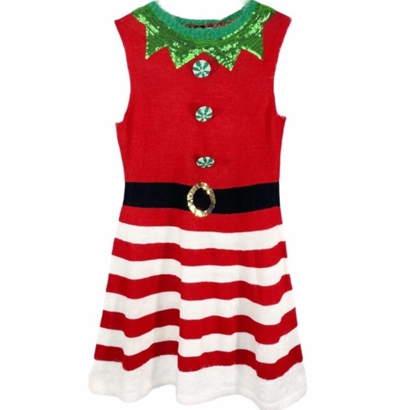 Christmas holiday embellished knit sweater dress - Picture 10 of 10